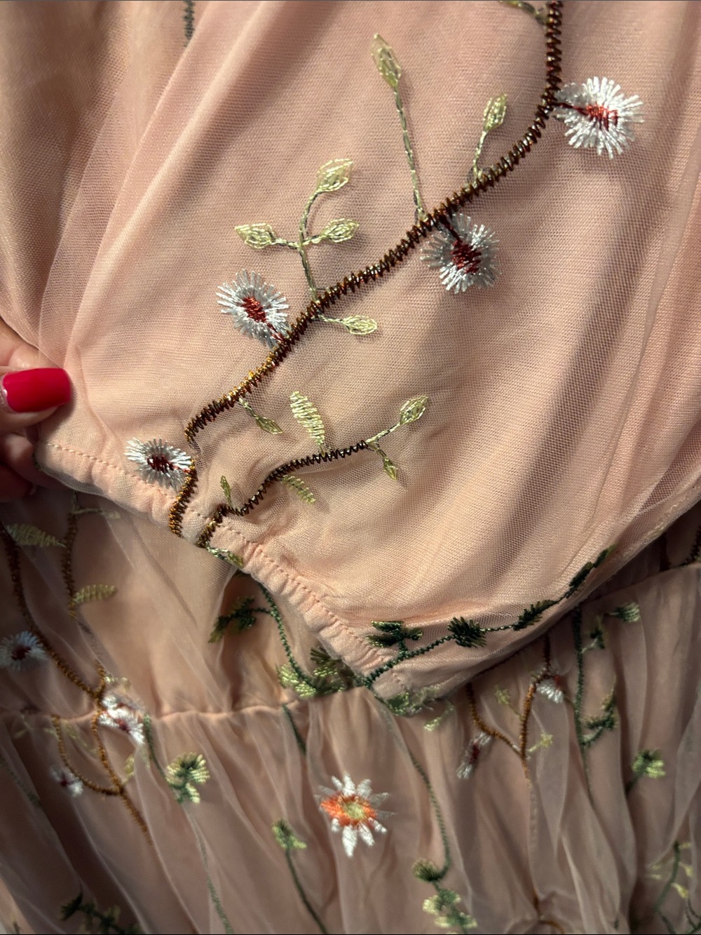 Embroidered Pink Floral Midi Dress - Picture 4 of 5